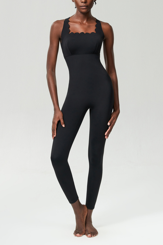 Bel Wave Cross Yoga Jumpsuit in Black