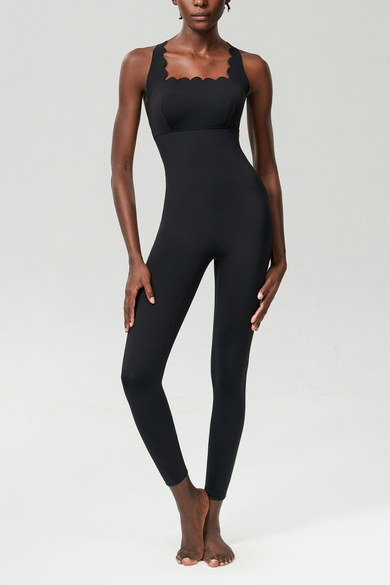 Bel Wave Cross Yoga Jumpsuit in Black