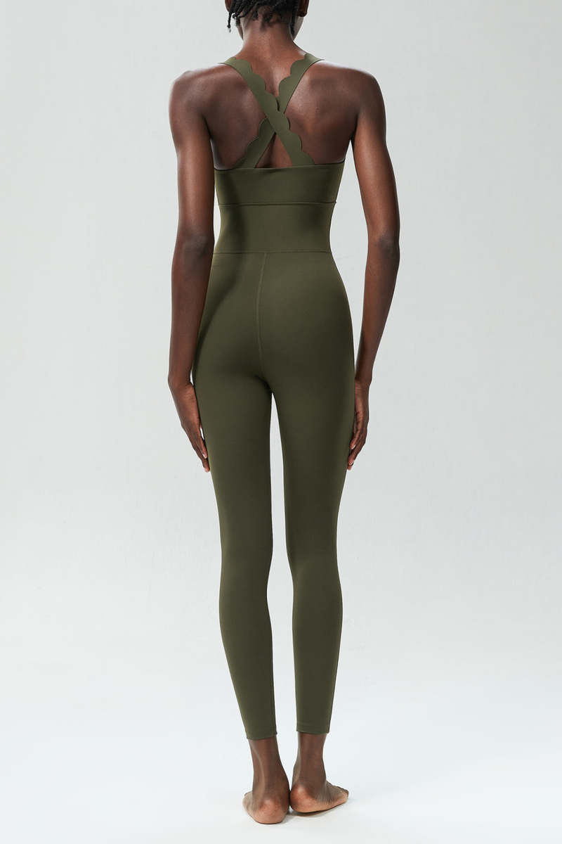 Bel Wave Cross Yoga Jumpsuit in Green