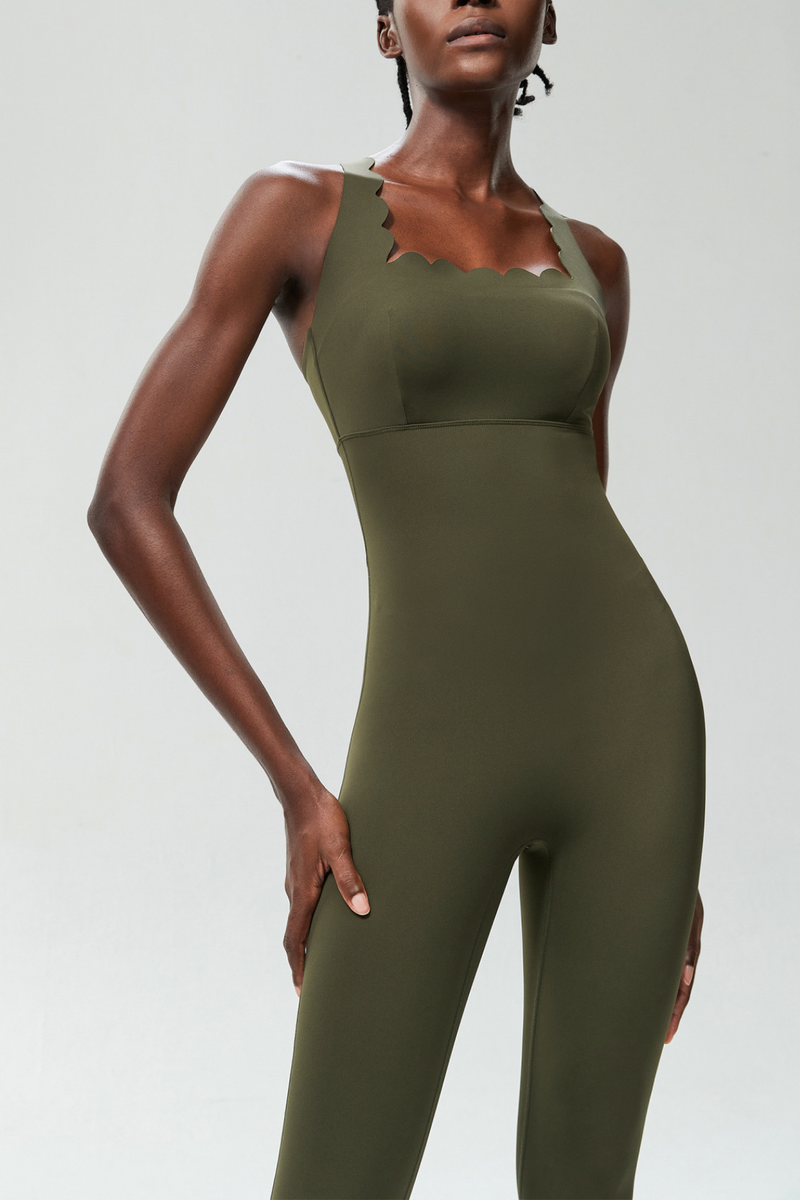 Bel Wave Cross Yoga Jumpsuit in Green