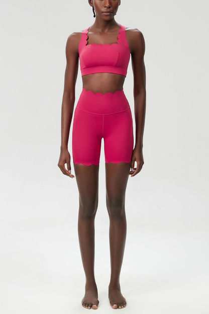 Bela Cross Wave Bodycon Pants Set in Red