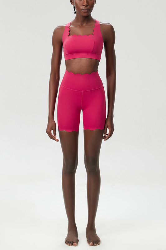 Bela Cross Wave Bodycon Pants Set in Red