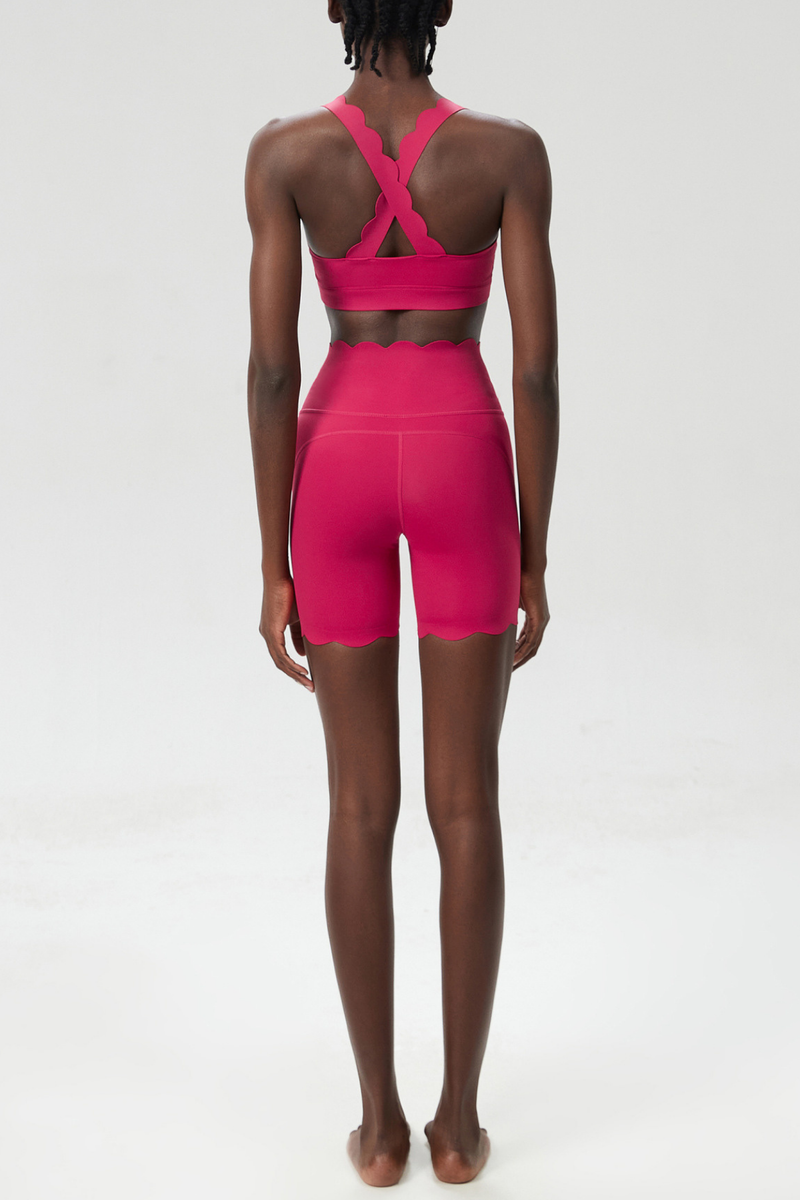 Bela Cross Wave Bodycon Pants Set in Red