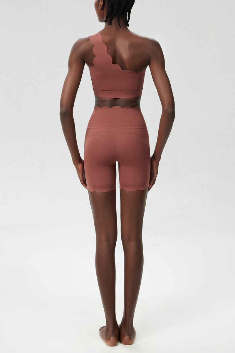 Bela One Shouder Wave Bodycon Pants Set in Khaki