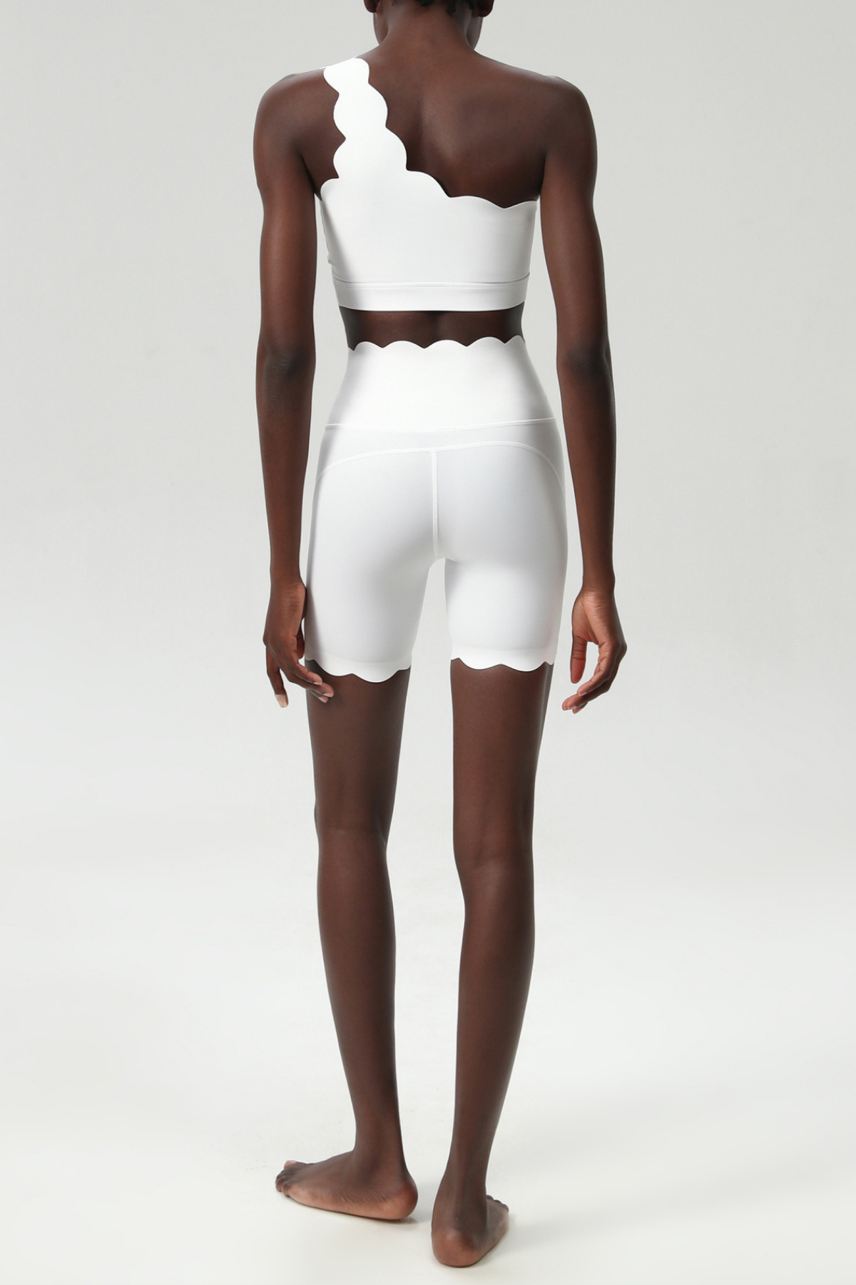 Bela One Shouder Wave Bodycon Pants Set in White