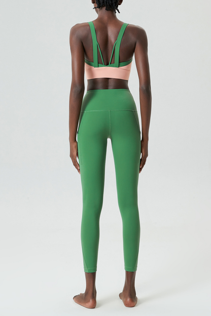 Belay Spaghetti Deconstruct Bodycon Pants Set in Green