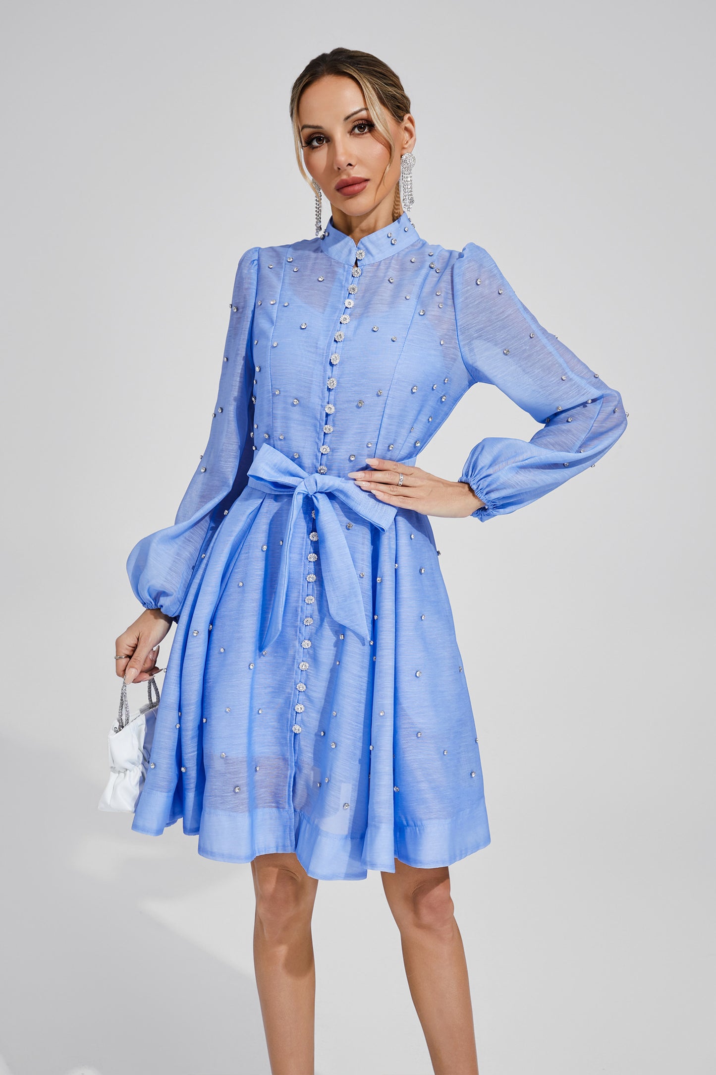 Bentham Blue Diamond Embellished Mini Dress