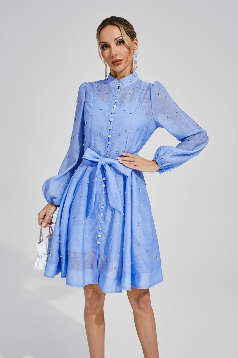 Bentham Blue Diamond Embellished Mini Dress