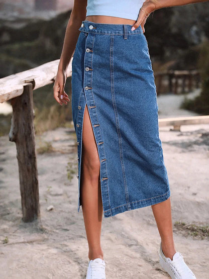 Dressbetty - Button Denim Skirt Bodycon Long Skirt