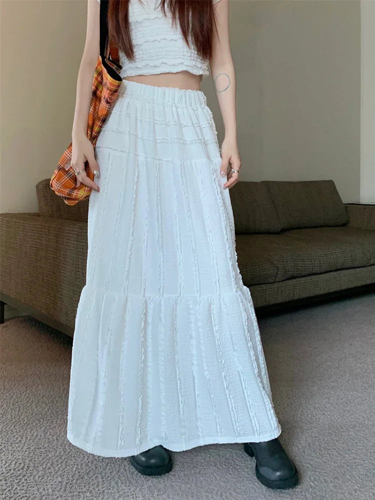 Dressbetty - Ruffle Hem Maxi A-line Skirt