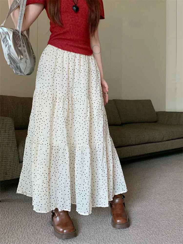 Dressbetty - Polka Dot Sweet Cake A-line Maxi Skirt