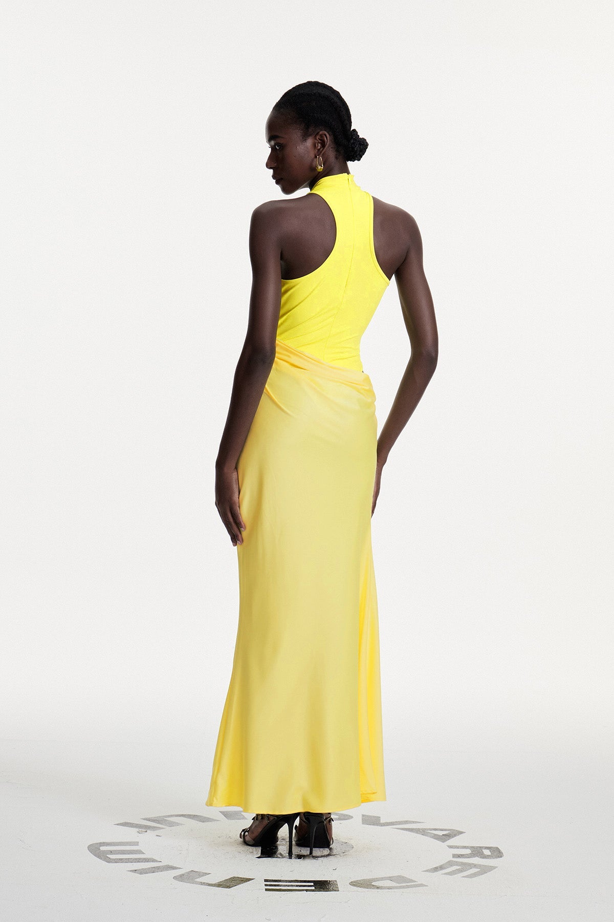 Beres Tank Top Satin Maxi Dress in Yellow