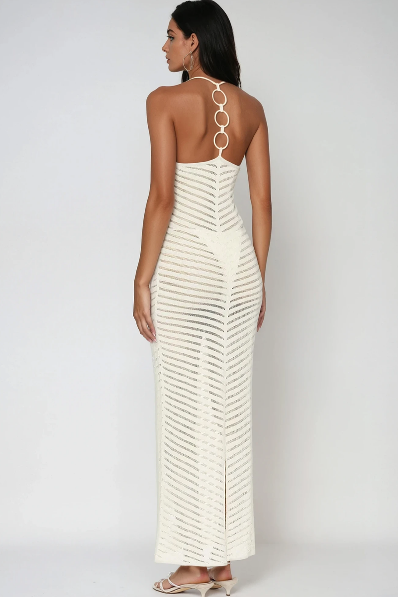 Berne Cutout Backless Sleeveless Maxi Dress in White
