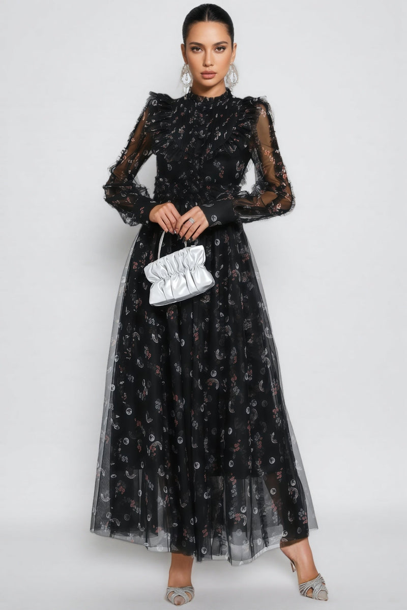 Cadence Black Long Sleeve Maxi Dress