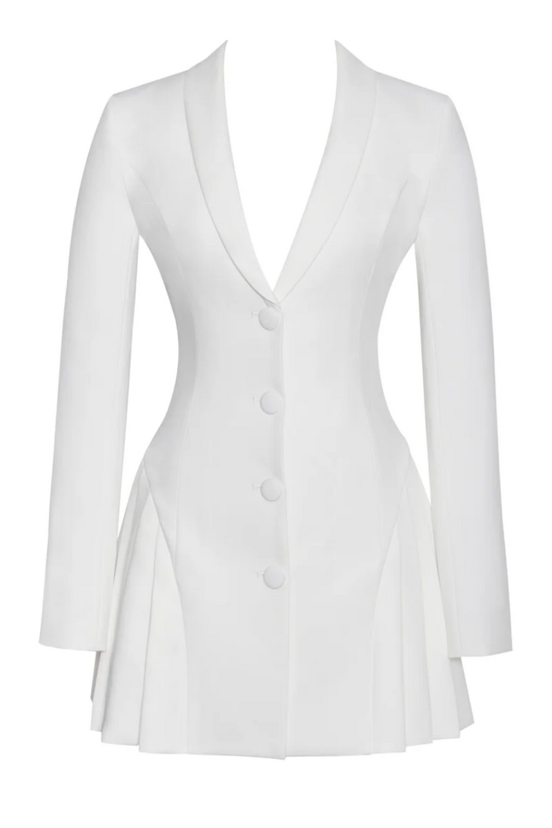 Beulah Pleate Blazer Mini Dress - White