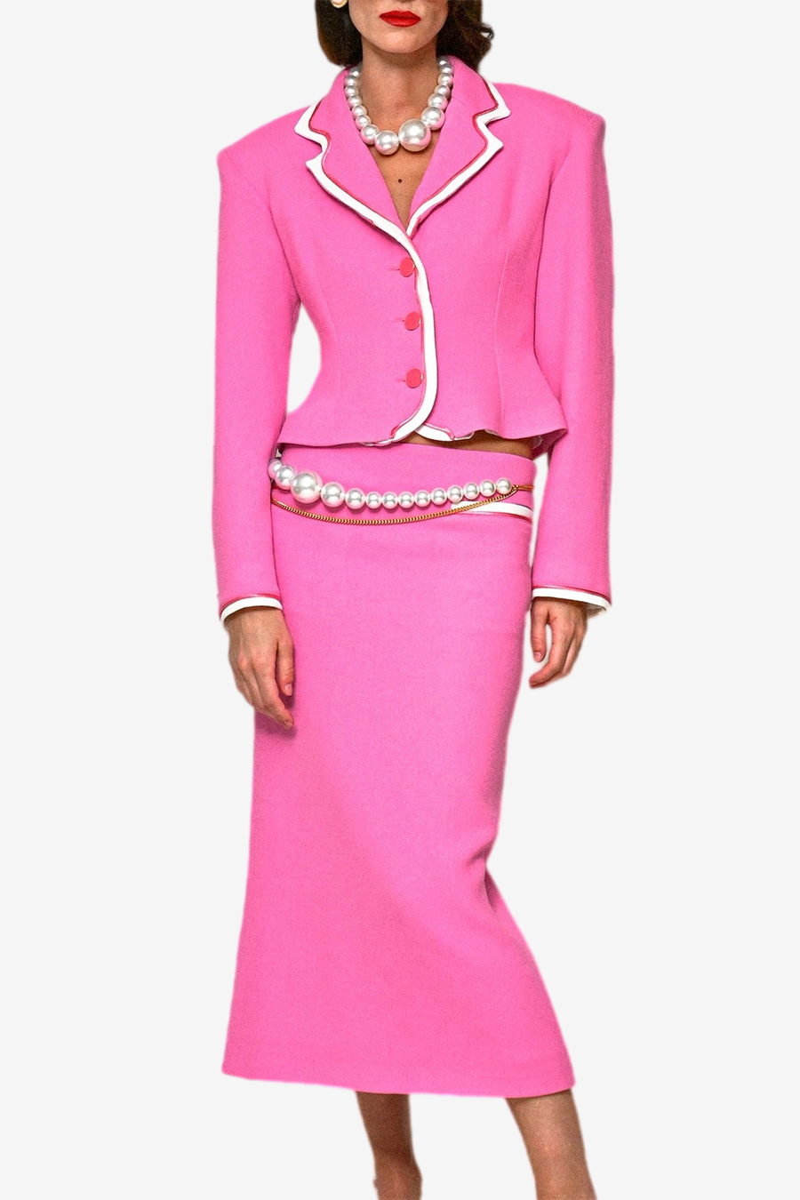 Erika Contrast-trim Jacket Two Piece Set