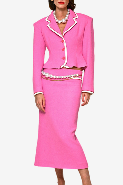Erika Contrast-trim Jacket Two Piece Set