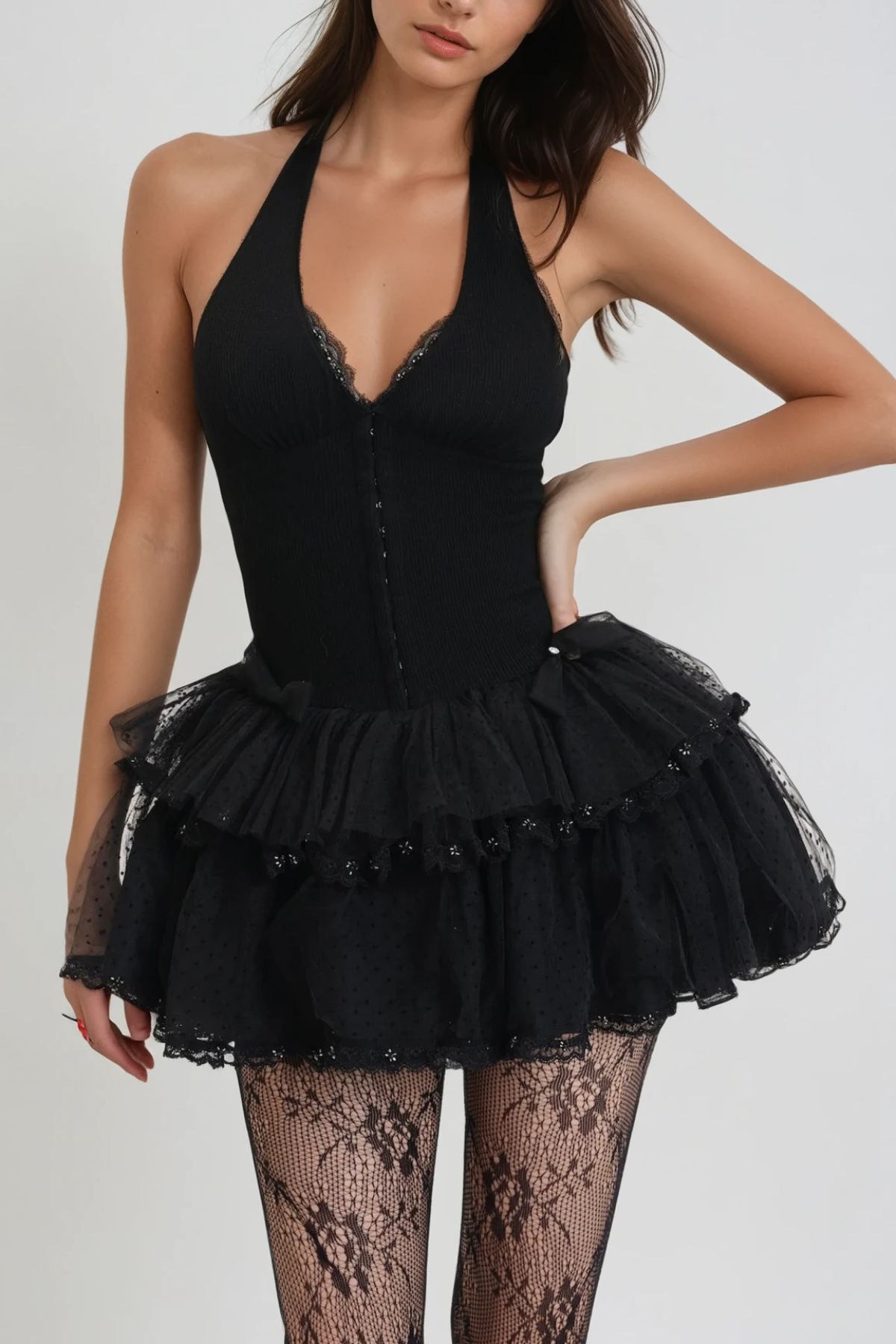 Bianka Mesh Halter Neck Corset Mini Dress
