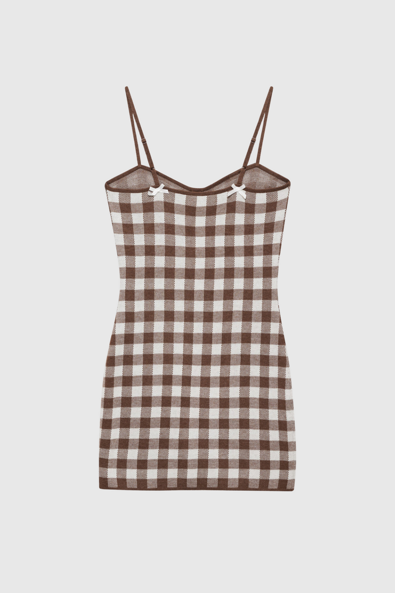 Biddy Grid Spaghetti Bodycon Mini Dress
