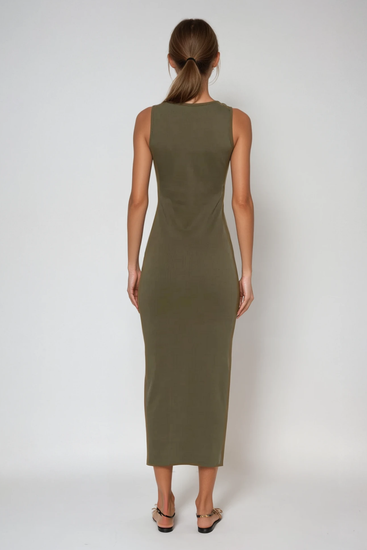 Bjartur Flower Sleeveless Knit Maxi Dress in Green