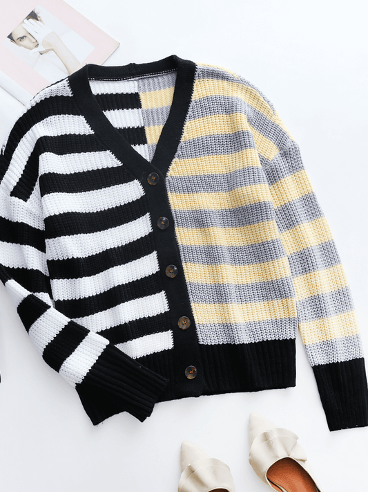 | Rachael Contract Stripe Knit Cardigan