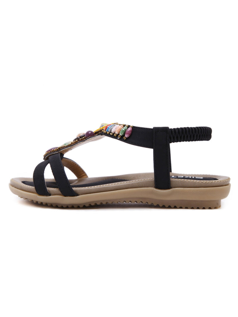 Siketu | Black Stone-embellished Sandal
