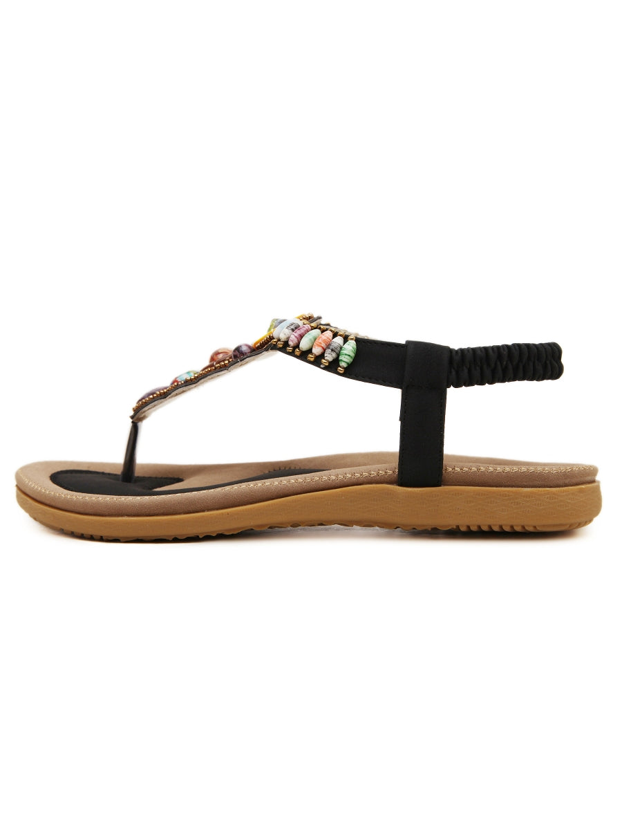 Siketu | Black Beaded Sandal