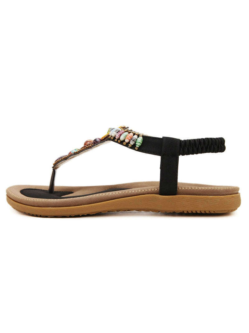 Siketu | Black Beaded Sandal