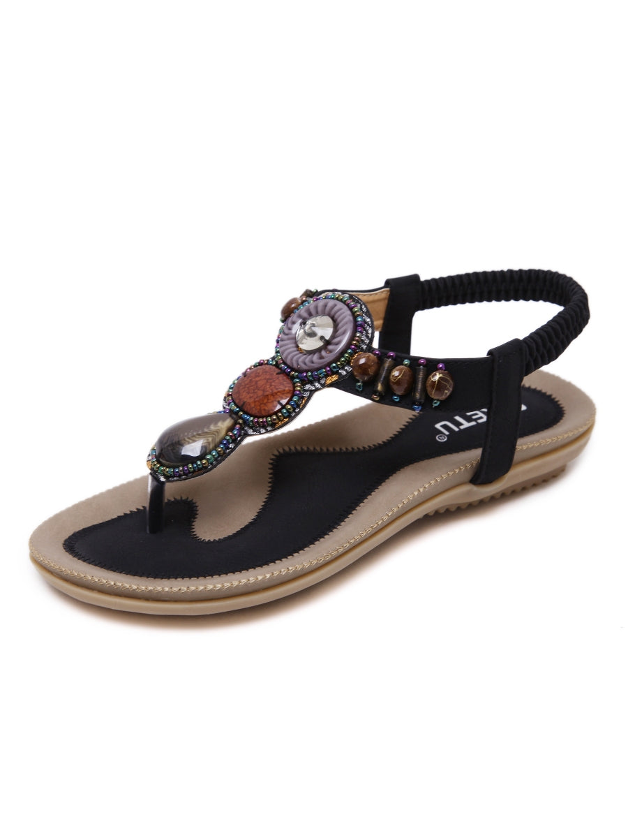 Siketu | Black Marble Beaded Sandal