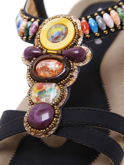 Siketu | Black Stone-embellished Sandal