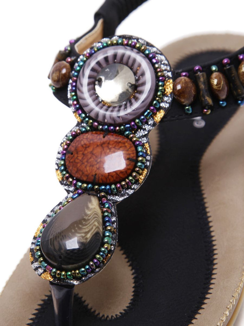 Siketu | Black Marble Beaded Sandal