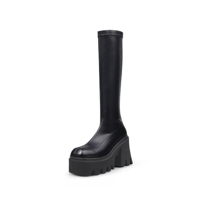 Jadyrose | Black Chunky Heel Knee High Boot