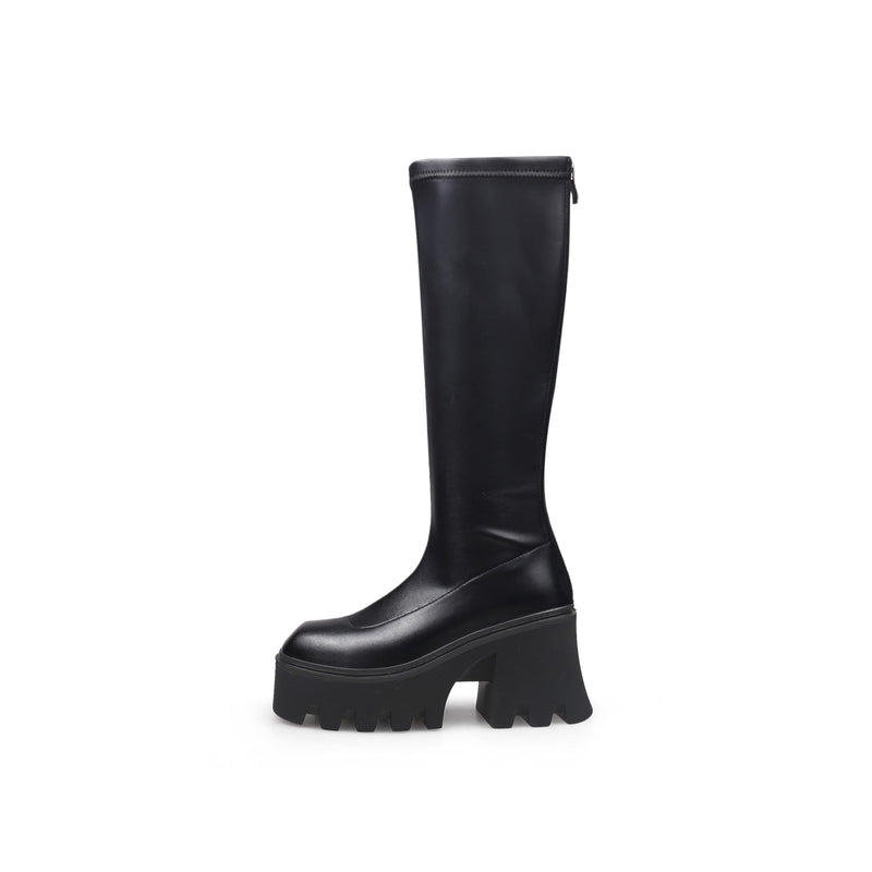 Jadyrose | Black Chunky Heel Knee High Boot