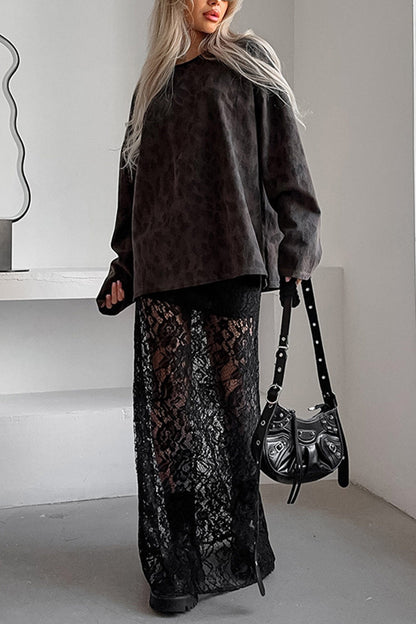 Black Lace Midi Skirt