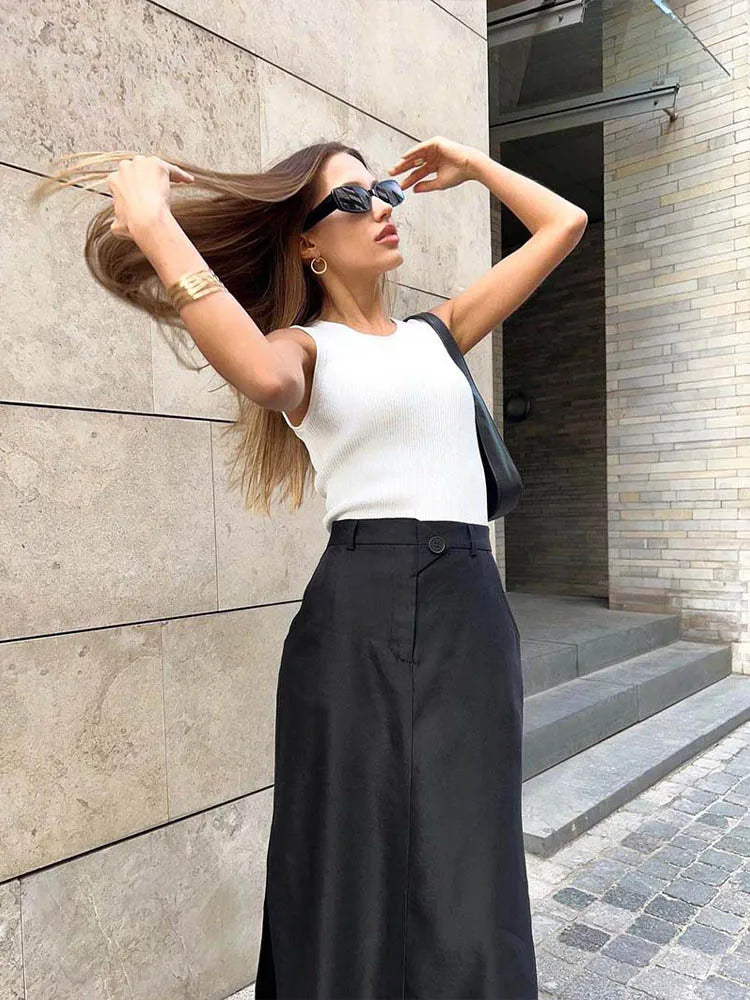 Dressbetty - Loose Black Long Skirts A-line Summer Skirt