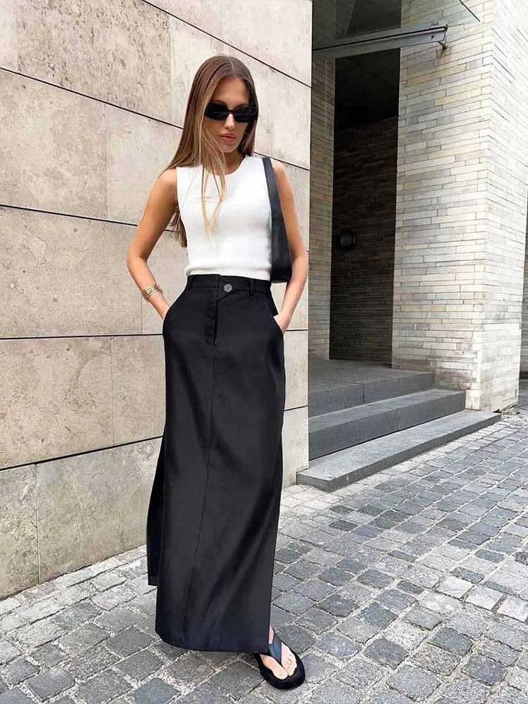 Dressbetty - Loose Black Long Skirts A-line Summer Skirt