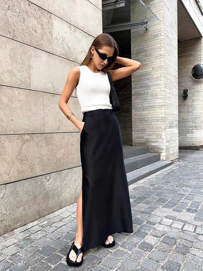 Dressbetty - Loose Black Long Skirts A-line Summer Skirt