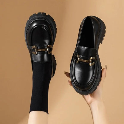 Patent Leather Slip on Platform British Tassel Work Spring Flats Loafers