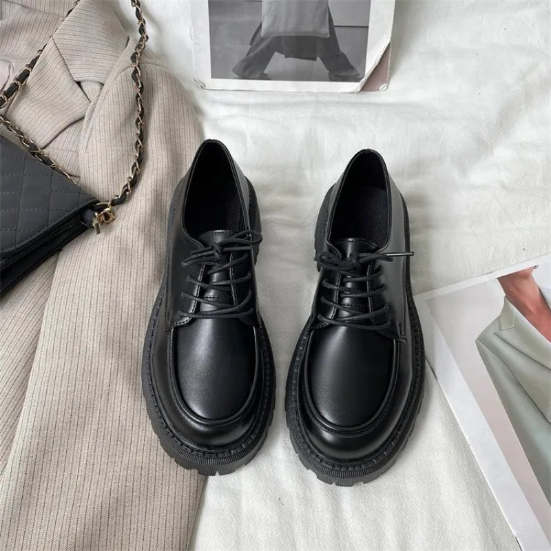 Patent Leather Slip on Platform British Tassel Work Spring Flats Loafers