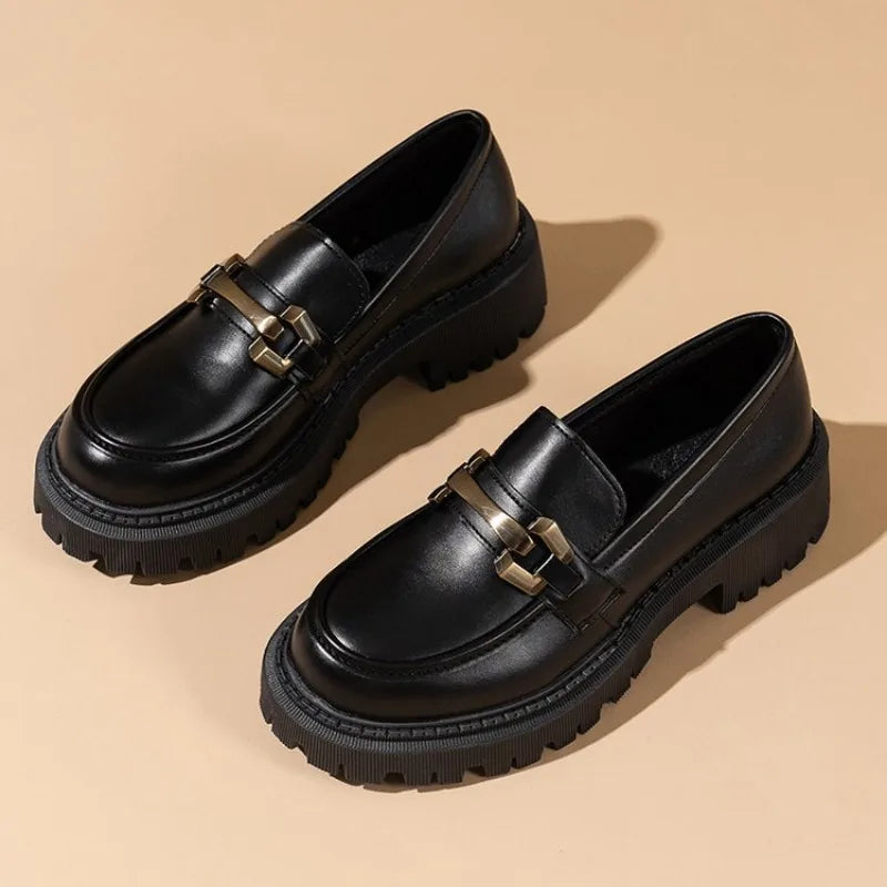Patent Leather Slip on Platform British Tassel Work Spring Flats Loafers