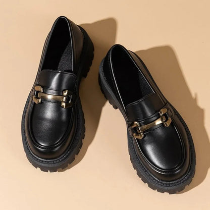 Patent Leather Slip on Platform British Tassel Work Spring Flats Loafers
