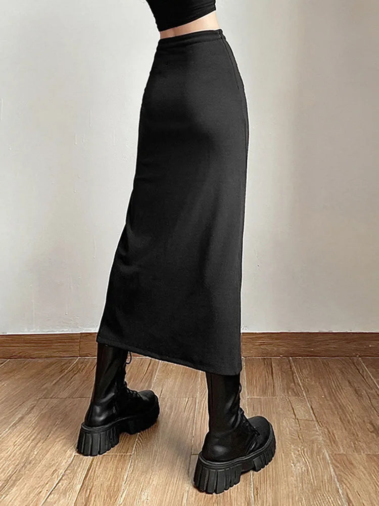Dressbetty - Split Black All-match Hot Street Skirt
