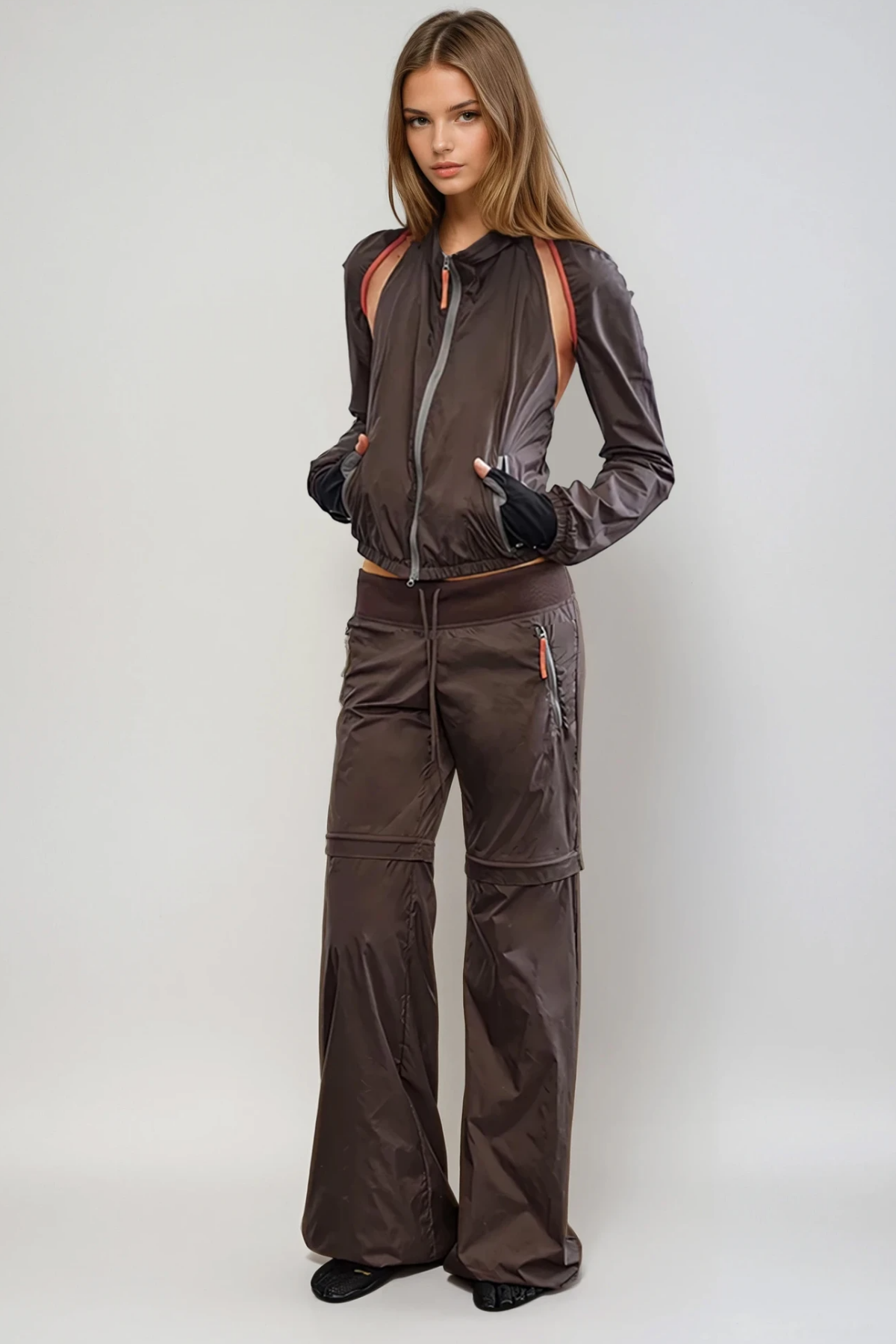 Blaga Deconstruct Cutout Pants Set in Brown