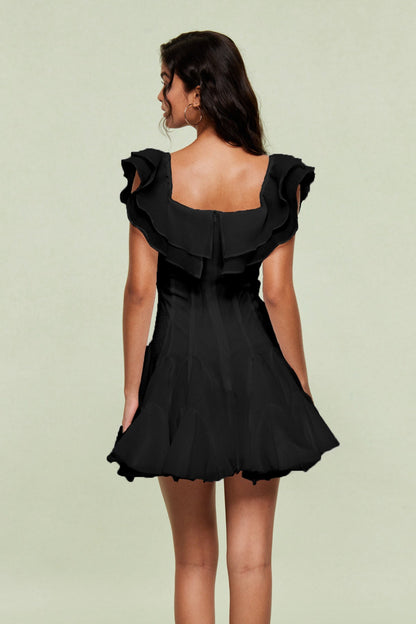 Blago Ruffle Corset Mini Dress in Black