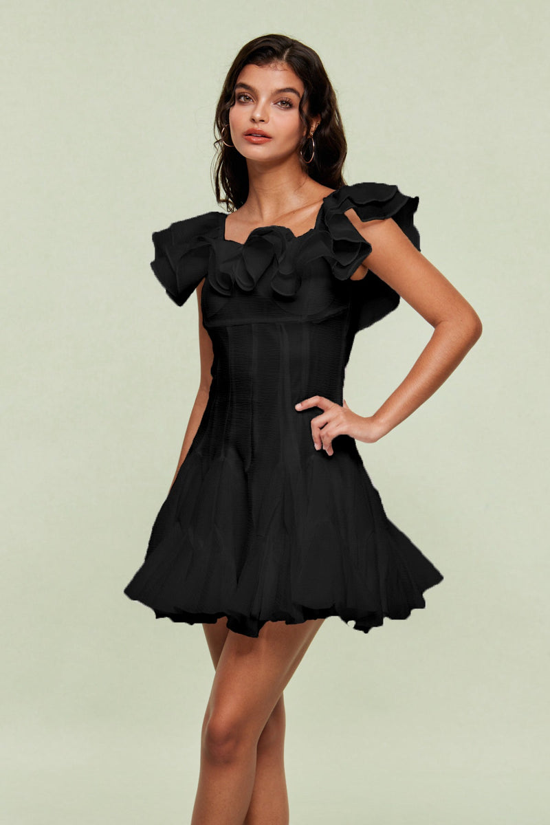 Blago Ruffle Corset Mini Dress in Black
