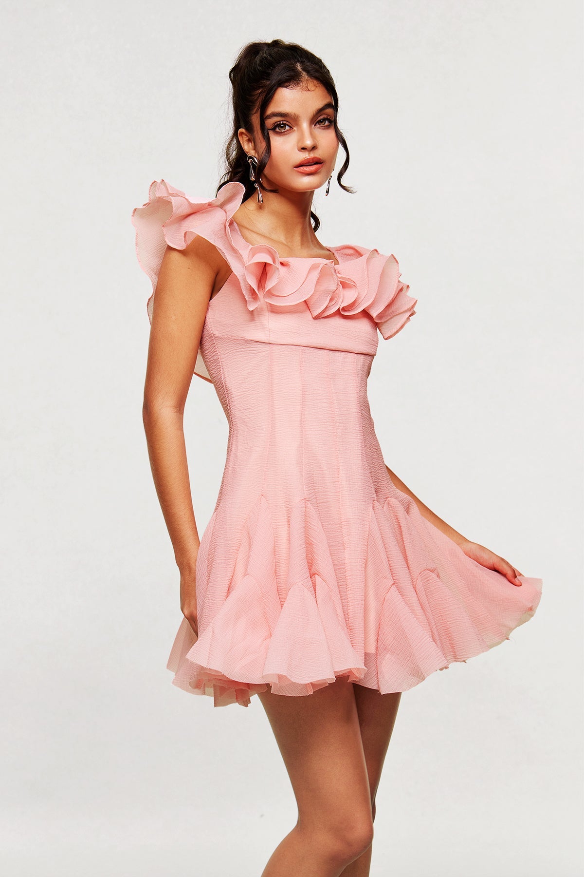 Blago Ruffle Corset Mini Dress in Pink