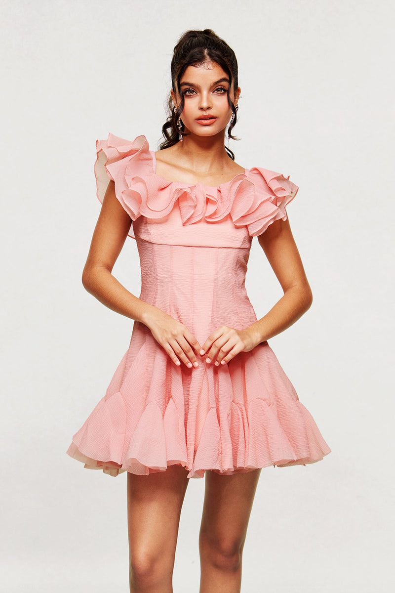 Blago Ruffle Corset Mini Dress in Pink