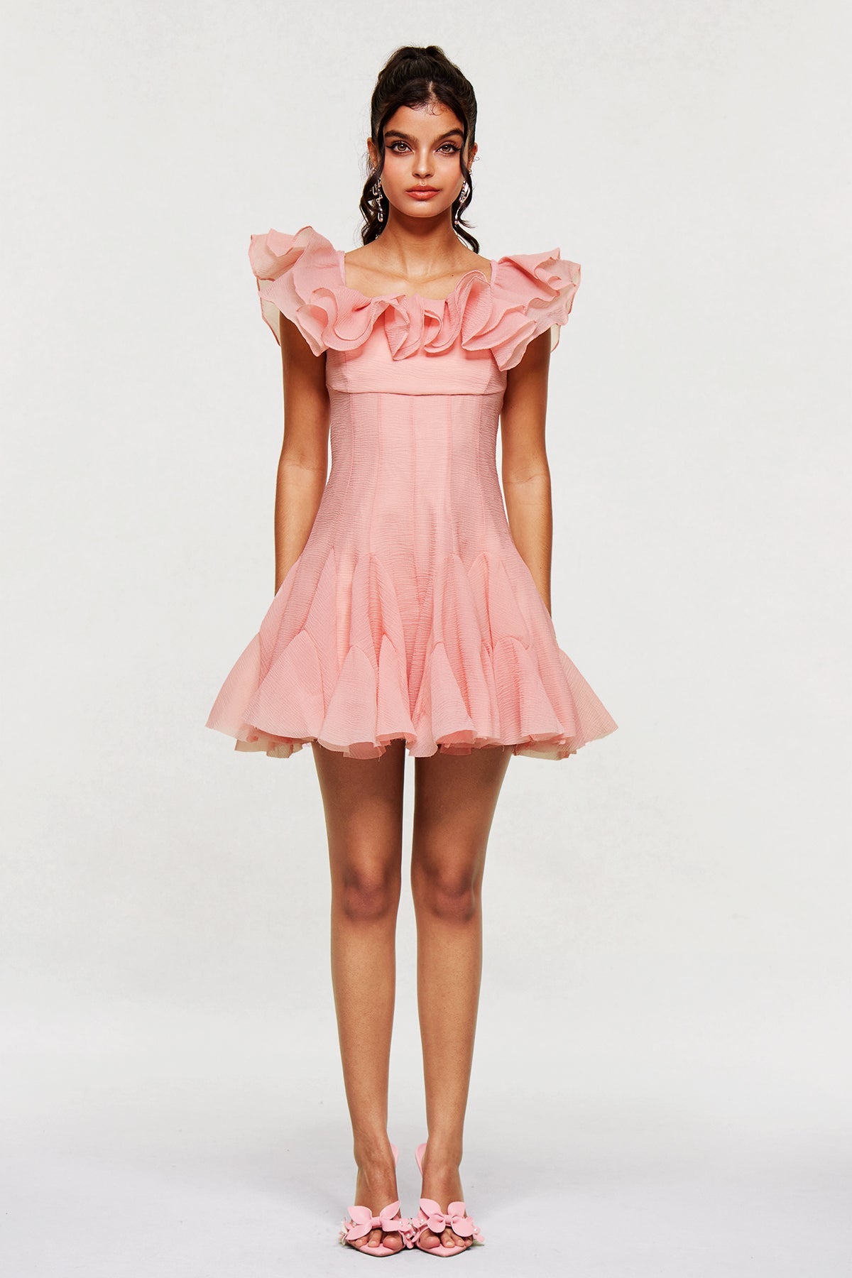 Blago Ruffle Corset Mini Dress in Pink