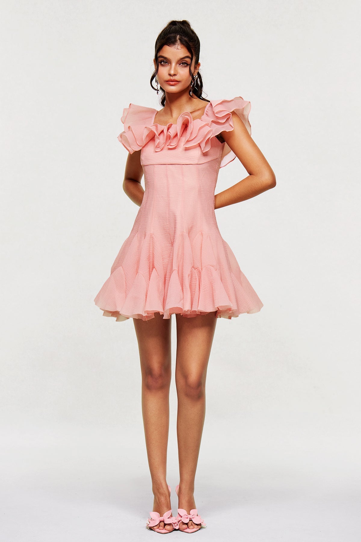 Blago Ruffle Corset Mini Dress in Pink
