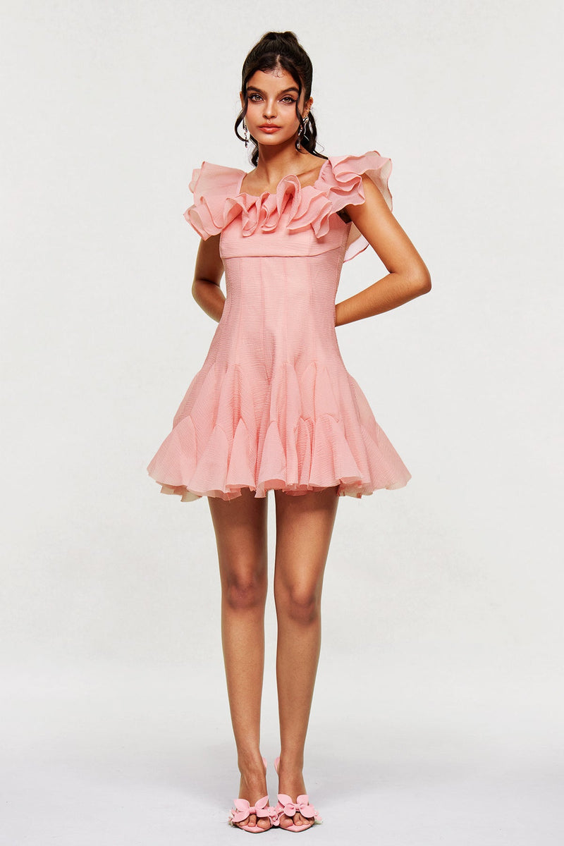 Blago Ruffle Corset Mini Dress in Pink